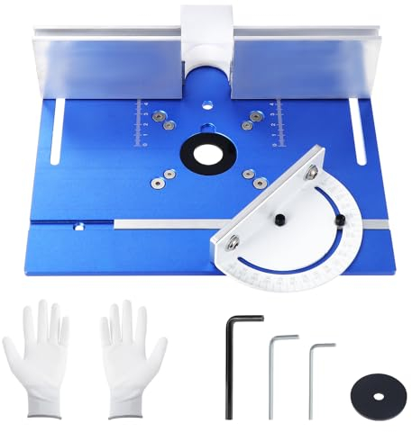 eROOSY Router Table Insert Plate Aluminum Alloy,Wood Milling Flip Board, Wood Milling Flip Board Trimming Machine Engraving Auxiliary Tool with Miter Gauge Table Saw Woodworking Benches