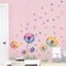 KAIRNE Bunt Wandtattoo Pusteblume,Blumen Wandsticker für Kinderzimmer Mädchen,Löwenzahn Wandtattoo für Schlafzimmer,Pflanzen Blumen Wandaufkleber für Wohnzimmer Babyzimmer Fenster Wanddeko