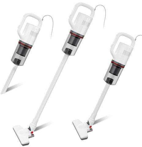 KEROMEE Aspirapolvere con filo, mini aspirapolvere portatile 2 in 1 leggero per peli di animali domestici, pavimenti in legno duro, lettiera per gatti, moquette, pulizia della casa(Bianco)