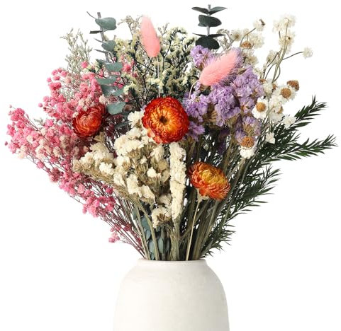 Xialvyu 30 Stück Trockenblumenstrauß Natürliche Getrocknete Blumen Trockenblumen Deko Boho Deko für Hochzeit Wohnzimmer Home Vasen Tischdeko