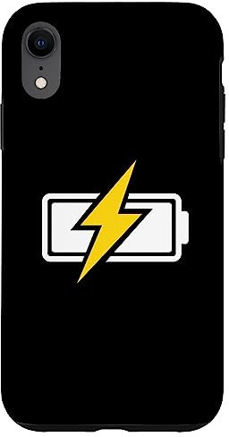 Miftees iPhone XR Battery Charging Case - Yellow Lightning Icon with Battery - Snap-On/Flip Case - Polycarbonate & TPU - Built-In Charger