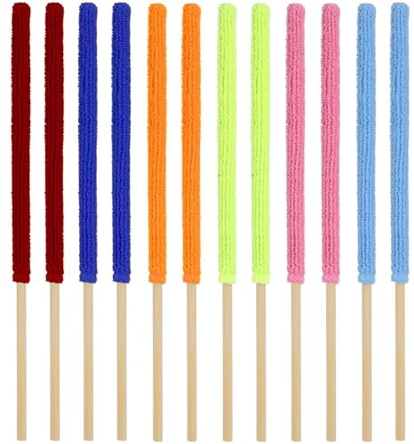 12Pcs Mini Duster Microfibre Towel Cloth Detail Duster Sticks Radiator Cleaner Brush Dusters On a Stick Crevice Cleaning Tool Colorful Small Dusters for Cleaning Small Spaces Car Vent Fan Blind Window