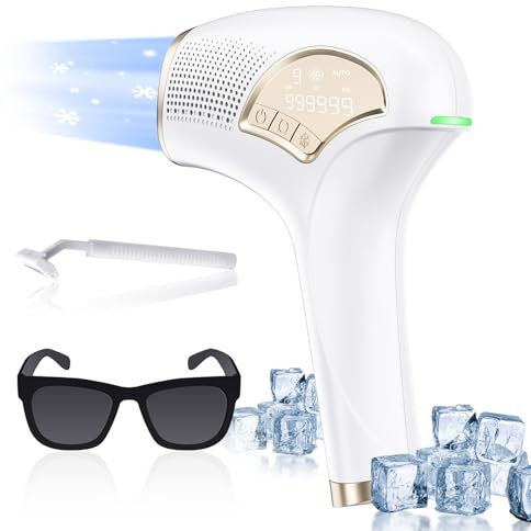 Laser Haarentfernung,IPL Geräte Haarentfernung mit Eiskühlfunktion,Schmerzloser IPL-Haarentferner,999.999 Blitze, Frauen-Haarentfernungsgerät für Achselhöhlen, Beine, Arme, Bikinizone