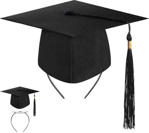 DPKOW Bachelor Doktorhut mit festem Anti-Fall-Haarreif, Graduation Hat Bachelor Geschenk Master Abschluss Hut Haarreif für Abschlussfeiern vom Universität, Hochschule, Abitur, Master