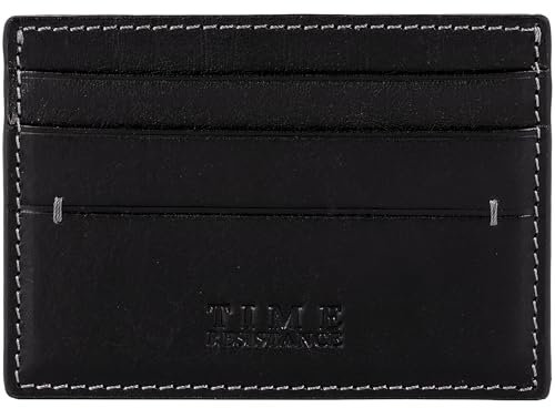 Time Resistance Porta Carte di Credito – Porta Biglietti da Visita in Pelle – Organizer per Carte Fatto a Mano in Italia (Nero)