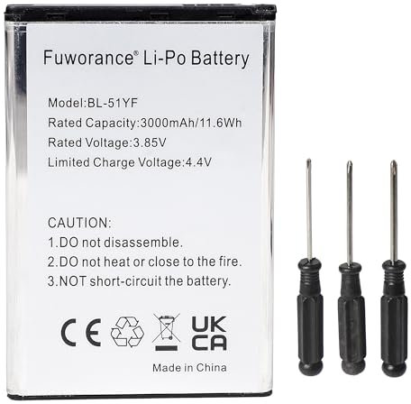 Fuworance 3000 mAh 3,85 V BL-51YF Akku, kompatibel mit LG G4 H540T H631 H634 H740 H810 H811 H815T H8185K H818T H819 K600Y LGLS770ABB LS770 LS99 91 MS6 3 P1s VS986 VS999 X Mach X190 Stylus Note Pro