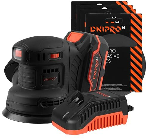Lijadora Orbital a Batería DSO-200 BC Ultra – 125mm, Motor Sin Escobillas, 6000-12000 RPM, Velocidad Ajustable, Diseño Ergonómico, Recolección de Polvo, Alimentada por Batería de 20V