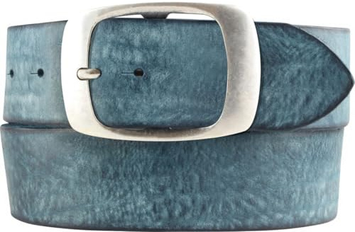 BELTINGER Gürtel aus weichem Vollrindleder Used-Look 5 cm mit Doppel-Schnalle | Jeans-Gürtel für Herren 50mm | Ledergürtel Vintage-Look | Marine 125cm