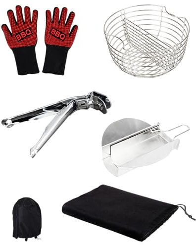 Cecotec Grillbesteck-Set aus Edelstahl DragonPack 6000 L. Zange mit großem Griff, Schutzhülle, Ascheauffänger und Kohlekorb für optimales Garen.