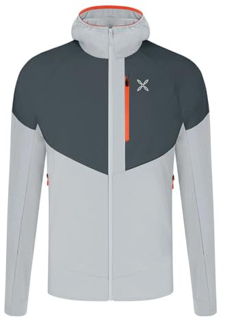 MONTURA Spitze Maglia Athletic Fit, Pile Estivo da Uomo, protettivo e traspirante, ideale per l’arrampicata e l’alpinismo (IT, Testo, L, Regular, Regular, Quiet Grey/Orange)