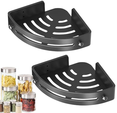 Générique Organisateur de douche de salle de bain, coin de support de douche | Support de rangement pour - Étagère d'angle de, antirouille, étanche, réglable, Installation rapide, accessoires de r
