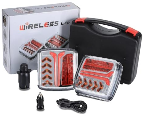 AULESSE Kabelloses Anhänger Rückleuchten 12V, Magnetische Beleuchtungs Set | ECE-Geprüft, LED Anhänger Beleuchtung, Für LKW Wohnwagen Van Traktor