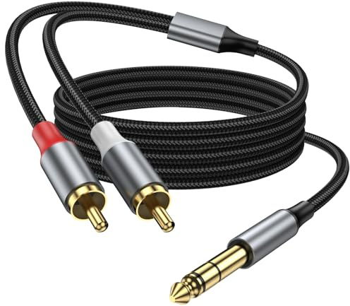 KAYQINHO 1/4 à RCA câble audio 3M, quart de pouce TRS à RCA câble audio 6.35mm jack stéréo à double câble d'insertion rcaY câble de séparateur.