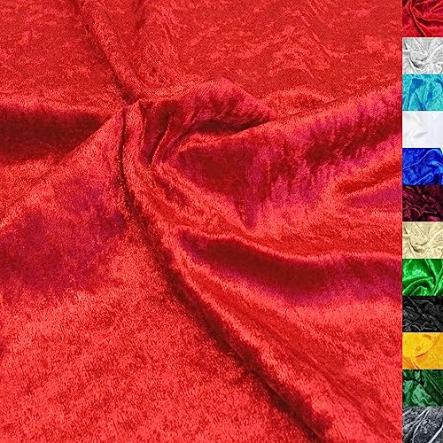 TOLKO 1m Pannesamt Stoff Meterware | glänzender Stretch Samt 145cm breit für Vorhänge Gardinen Bühne Kostüm Kleid Bekleidung | Pannesamt-Dekostoff | Stoffe zum Nähen Meterware Dekorieren (Rot)