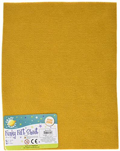 Craft Planet 9 x 12 Acrylic Felt, Gold, Craft Felt Sheets, Coloured Square Sheets, Felt Crafting Fabric, Stick with Glue Adhesive, Pritt Stick, Felt Crafting Fabric for Sewing, Patchwork, Craft