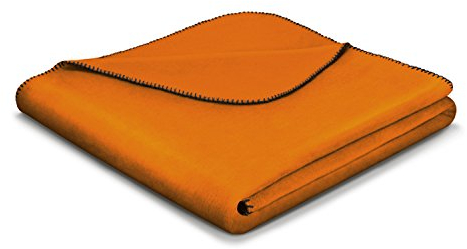 Biederlack Wohn- und Kuscheldecke, 60 % Baumwolle, Zierstich-Einfassung, 150 x 200 cm, Orange, Aura Curry, 649911