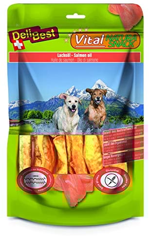 DeliBest Vital Natura Snack Wildlachsöl I Omega3 I Kausnack für Hunde I für jedes Alter I auch zur Zahnreinigung geeignet I natürlicher Kausnack I 200g Packung