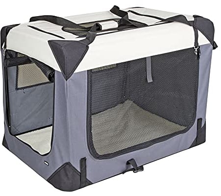Kerbl Pet 80599 Transportbox Journey, 91 x 63.5 x 63.5 cm, grau/beige