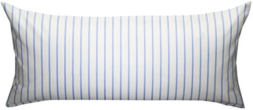 Mako Satin Kissen Bezug blau weiß gestreift 40x80 cm, 100% Baumwolle mit Reißverschluss