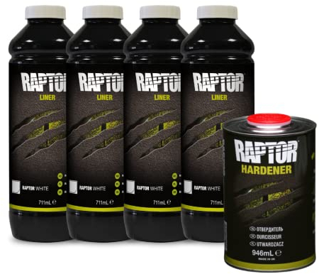 U-POL RAPTOR Fahrzeug Pick Up Transportflächen Beschichtung inkl. Härter - 2K Urethan-Beschichtung (3,79 Liter | Weiß)