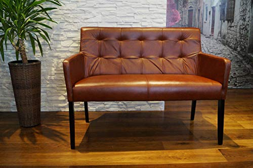 Quattro Meble Elegante 2 er Echtleder Sitzbank mit Armlehnen & Rückenlehne Polsterbank Lederbank Breite 120cm