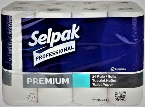 Selpak Professional Toilet Roll - 72 Rolls of Toilet Paper - Luxuriously Soft, Gentle and Hypoallergenic 3 ply Toilet Rolls - Sustainable Toilet Tissue - Dermatologically Tested Loo Roll