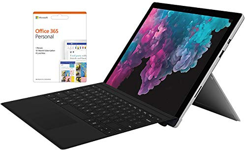 Microsoft Surface Pro 6 12.3 Inch Tablet - (Silver) (Intel 8th Gen Core i5, 8 GB RAM, 128 GB SSD, Intel UHD Graphics 620, Windows 10), and Black Type Cover