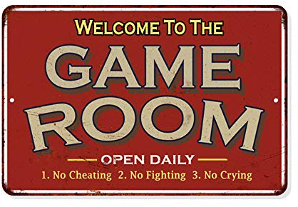 Spielzimmerschild Rustikale Wanddekoration Gameroom Schilder Home Vintage Dekorationen Spiele Arcade Retro Video Gamer Kunst Zubehör Gaming Billard Karten Blechschild Geschenk 8 x 12 Matte Finish