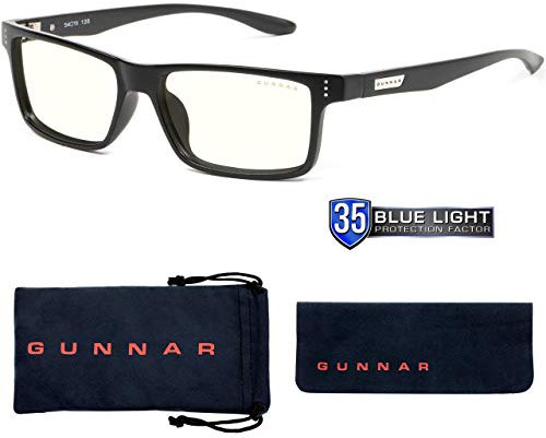 GUNNAR Gaming-Brille | Blaulichtblockierende Brille | Vertex Onyx Natural Focusing Power by GUNNAR | Patentierter 35% Blaulichtschutz, 100% UV-Licht, entspiegelt, schützt & reduziert Augenbelastung