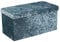 HomeHarmony® Crushed Velvet Quilted Top Folding Storage Ottoman Seat, Stool, Toy Storage Box (Large Teal)