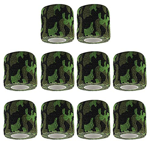 ETOPARS 10 Pièces Ruban de Camouflage Auto Adhésifs Bandages Extérieur Tissu Élastique Bande Camo Protecteur pour Militaire Chasse Marais 4.5m x 5cm