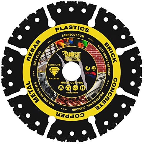 1 x SabreCut VBSC230MU 230mm (9 inch) x 22.23mm Bore Vacuum Brazed Multi Material Cutting Angle Grinder Circular Saw Diamond Disc Blade