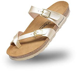 BOnova Portofino in Größe 40 Bio Champ Met beige. Sommersandale mit Kork-Fußbett Hergestellt in der EU