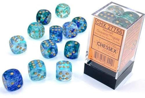 Nebula TM 16 mm d6 Oceanic/Golden Luminary Dice Block? (12 Dices)