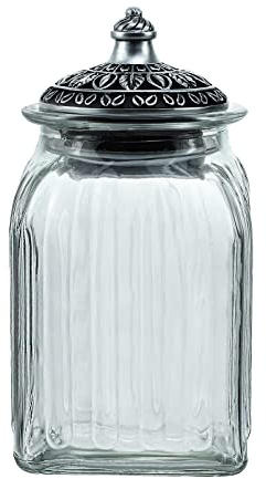 SOCOSY Vintage Transparent Glass Candy Jar with Lid Food Jar Nut Jar Jewelry Box Wedding Candy Buffet Jars Kitchen Storage Containers-30 oz