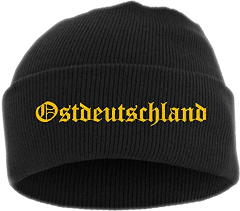 HB-Druck Ostdeutschland Umschlagmütze - Stickfarbe Gold - Mütze Bestickt Einheitsgröße Schwarz