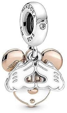 PANDORA ROSE DISNEY Charm Anhänger Mickey Mouse Silber Emaille Weiß 780112C01
