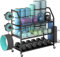 Staransun Yoga Mat Storage Rack, Home Gym Workout Accessories Organizer, Sporting Goods Storage with Baskets and Hooks, Yoga Mats, Dumbbell, Resistant Band, and other Workout Equipment Holder