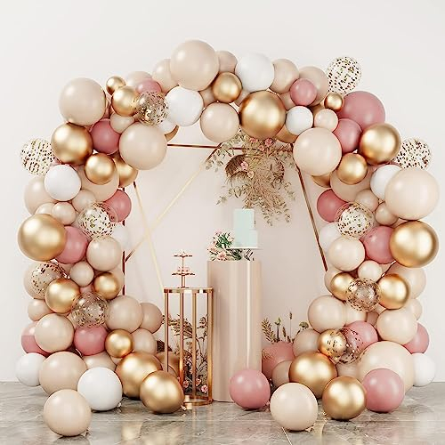 Luftballons Girlande, 101 Stück Nude Apricot Ballons, Aprikose Rosa Gold Ballons für Mädchen Retro Boho Hochzeit Baby Shower Braut Verlobung Jubiläum Damen Baby Party Geburtstagsdeko