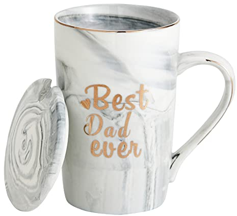 Swuut Best Papa Ever Kaffeebecher 400ml, lustige Geschenkideen für Papa Geburtstag, Vatertag, Weihnachten, Porzellan, Kaffeebecher, 400ml