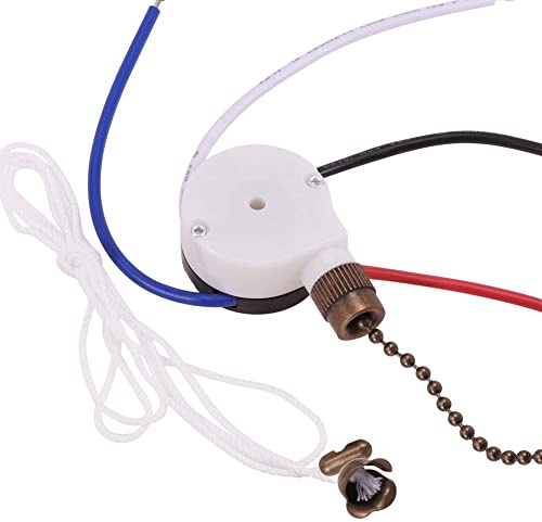 Dyspnea Kit Interruptor Ventilador, 3 Velocidades, Interruptor Giratorio, Rotativo, ON-OFF, 3 Vías, Bronce, Montaje en Superficie