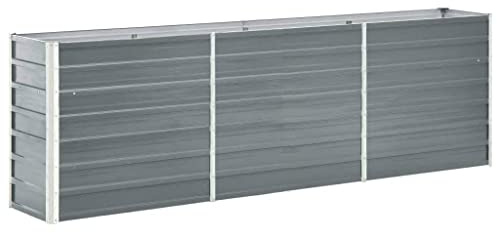 WIFESE Garten-Hochbeet Verzinkter Stahl 240x40x77 cm Grau Hochbeet Metall Hochbeete für Garten Pflanzenbett Kräuterbett Blumenkiste Dekorieren Eingang Balkon Terrasse Garten Stilvoll & Langlebig