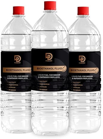 PRIMES DIY 3 Litre Premium Bioethanol Fuel for Fire Place Clean Burning High Purity Bio Ethanol Liquid Fuel for Fire Pits Burners and Stoves Indoor and Outdoor Use Eco Friendly Bioethanol Fuel Liquid