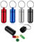Sibba 4 Stück Pillendose Schlüsselanhänger Kleine Pillenbox Outdoor Tablettendose Tragbare Metall Mini Kapsel Tablettenbox Wasserdichte Luftdichte Pillenhalter Medikamentendose Reise Camping Wandern