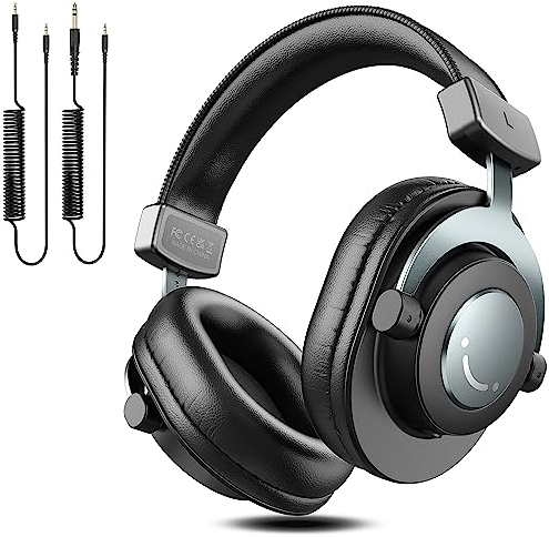 FIFINE Over Ear Kopfhörer mit Kabel, Studio Kopfhörer mit 6.35 & 3.5mm Klinke und 50mm Treiber, Geschlossene DJ Headphones für Monitor, Studio, Podcast, Recording, Handy, PC, Mixer, Xbox
