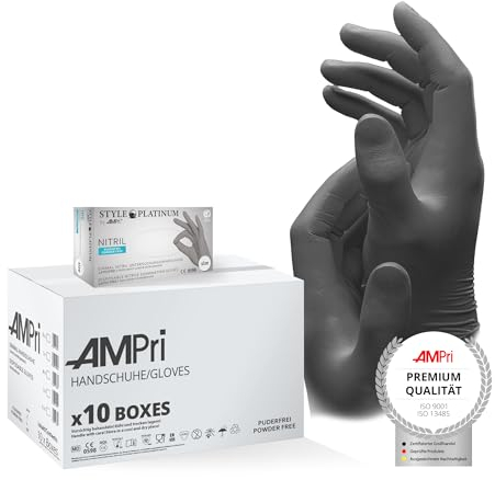 AMPri Nitrilhandschuhe, silbergrau, platinum,10 Box a 100 Stk, Größe L, puderfrei, Style PLATINUM by Med-Comfort: Nitril Einmalhandschuhe, Einweghandschuhe in den Größen XS, S, M, L, XL