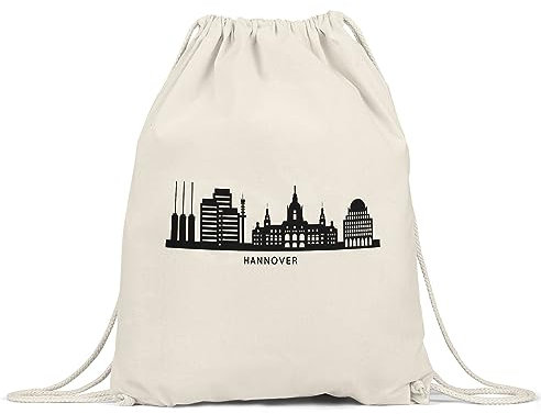 Hey!Print HANNOVER Skyline Turnbeutel Gymsack Souvenir Andenken Deutsche Großstädte Motiv Stadt Silhouette Geschenkidee Umzug