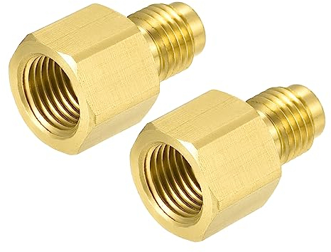 M METERXITY 2pz Ottone Tubo Raccordo Riduttore Adattatore - Dritto Riduttore Giunto, Stretto Connessione, Applica Tubo Serbatoio, (1/4SAE Maschio G1/4 Femmina, Giallo)