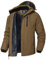 YSENTO Herren Winterjacke wasserdichte Warme Fleece Gefüttert Outdoor Softshelljacke Atmungsaktiv Skijacke Snowboardjacke mit Kapuze(Kaffee,M)