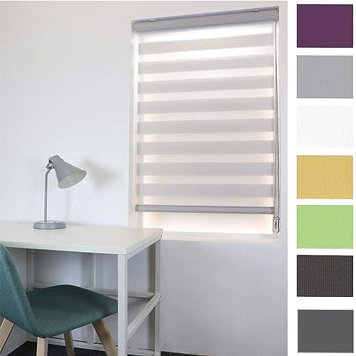 Klemmfix Verdunkelungsrollo 70 x 200 cm Dachfenster Verdunkelung Sonnenschutz Seitenzugrollo Doppelrollo Thermorollo inkl. Montagematerial, für Fenster & Tür, Hellgrau